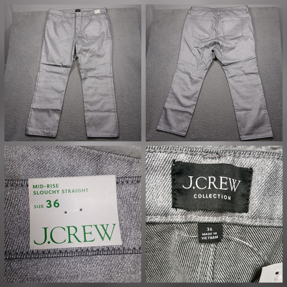 J.Crew Collection Slouchy Straight Pants‎ Men's 36 Gray Mid-Rise